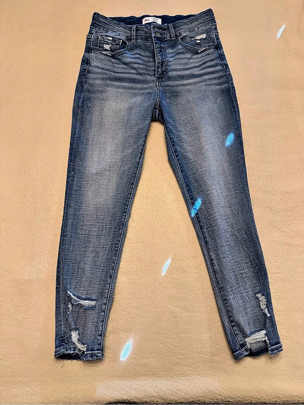 BKE Parker Ankle Skinny Stretch Jean Distressed Skinny Jeans Blue Waist 28